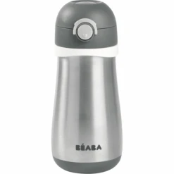 BEABA® Strohhalmbecher Aus Edelstahl 350ml - Mineralgrau