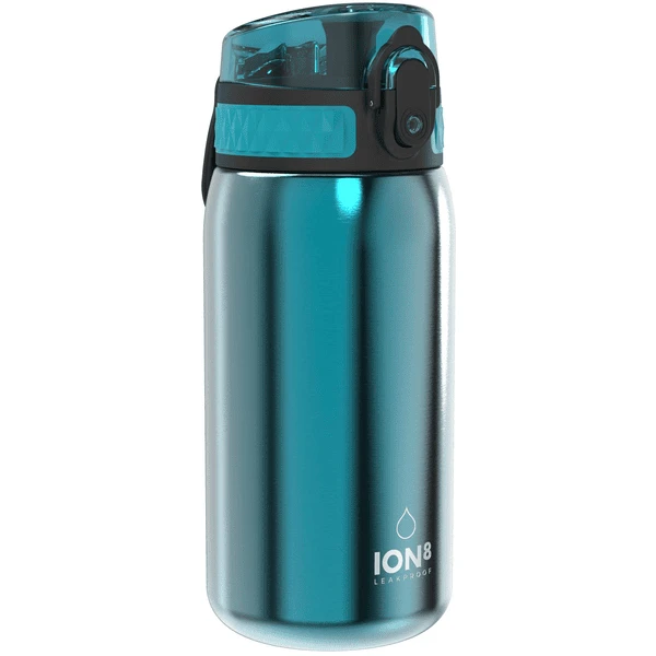 Ion8 Trinkflasche Auslaufsicher, Edelstahl, Türkis, 400 Ml 3 Ion8 Trinkflasche Auslaufsicher, Edelstahl, Türkis, 400 Ml