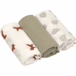 LÄSSIG Mulltücher M 3er Pack Little Forest Fox 60 X 60 Cm