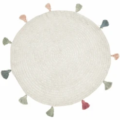 LIVONE Kinderteppich FRINGES Natur/multi 133 Cm Rund