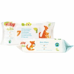 Nuby Nûby Baby-Feuchttücher All Natural 160 Tücher (2x 80 Stk) Mit Verschließbarer Spenderbox