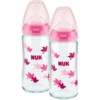 NUK Glasflasche First Choice⁺ Ab Der Geburt 240 Ml, Temperature Control Im Doppelpack Rosa -Kinderwelt Verkauf nuk glasflasche first choice ab der geburt 240 ml temperature control im doppelpack rosa a329555