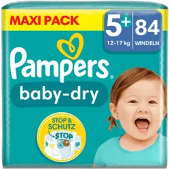 Pampers® Pampers Baby-Dry Windeln, Gr. 5+, 12-17 Kg, Maxi Pack (1 X 84 Windeln)