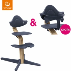 STOKKE® Nomi® Hochstuhl Eiche / Navy + Gratis Baby Set Navy