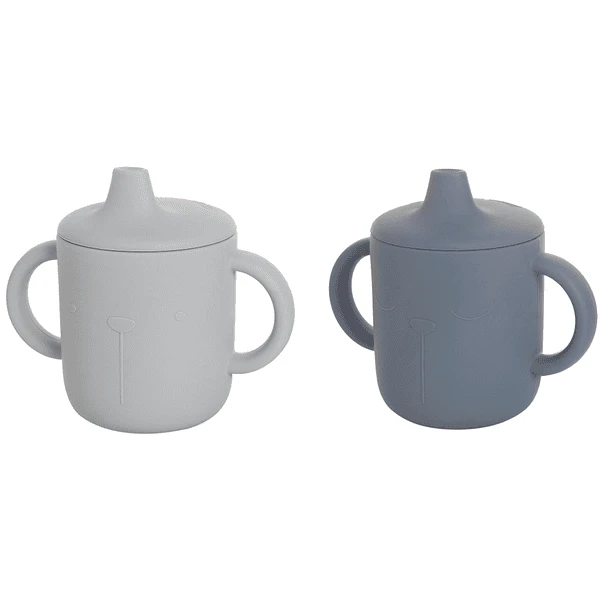 The Cotton Cloud Trinklerntassen Set Aus Silikon, Lili Der Bär, Indigo/Sky 3 The Cotton Cloud Trinklerntassen Set Aus Silikon, Lili Der Bär, Indigo/Sky