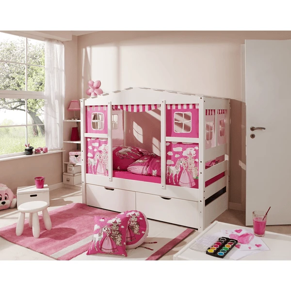 TiCAA Hausbett Mini Mit 2 Schubladen Prinzessin Rosa 3 TiCAA Hausbett Mini Mit 2 Schubladen Prinzessin Rosa
