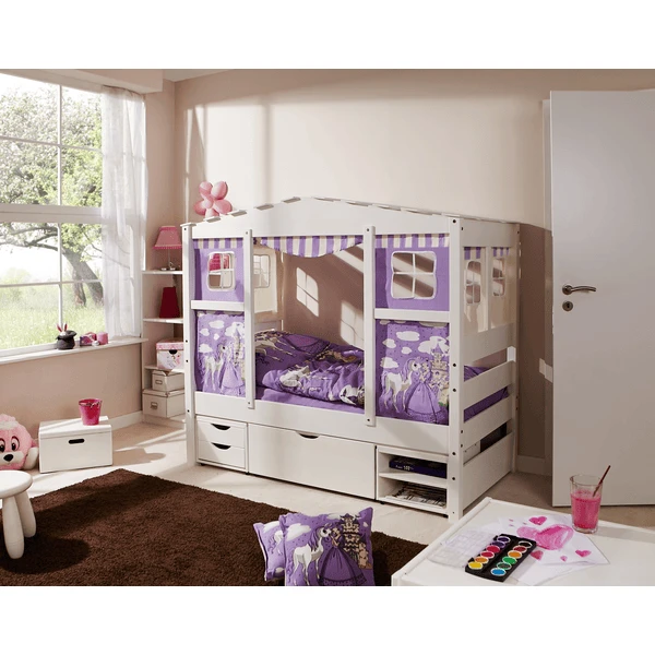 TiCAA Hausbett Mini Mit 3 Schubladen Prinzessin Lila 3 TiCAA Hausbett Mini Mit 3 Schubladen Prinzessin Lila